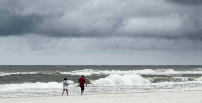 Photograph of heavy surf ahead of tropical storm Cristobal at Gulf Shores, AL.
